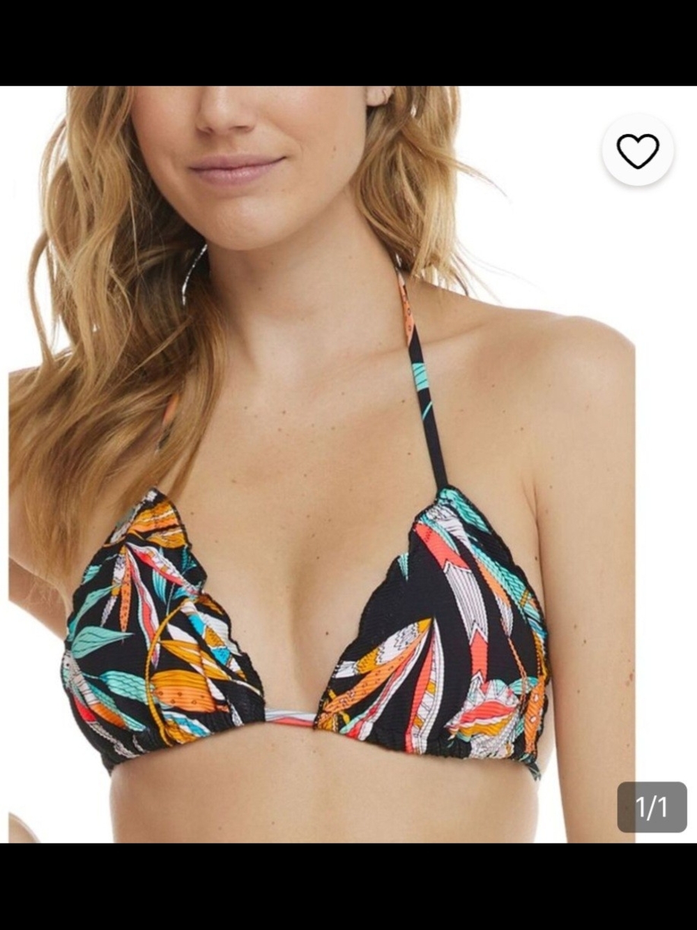 NWT Body Glove Brasilisa Black Tropical Leaf Triangle Bikini Set Top D Cup/Btm L